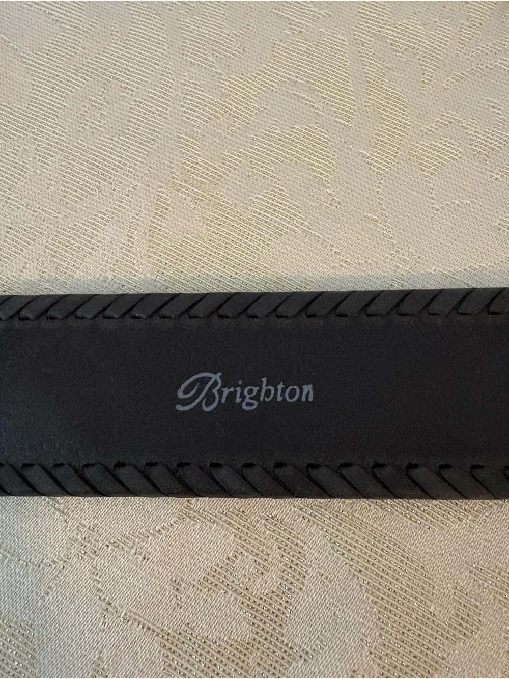 Brighton Gray and Black Heart Belt with Heart Stud Accent and Whipstitch Edges